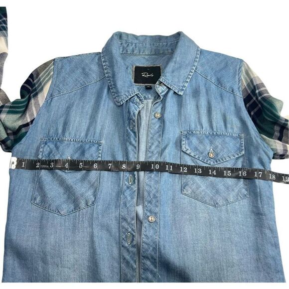 Rails Long Sleeve Shirt Women's Blue & Chambray Plaid Size XSmall - Picture 9 of 10